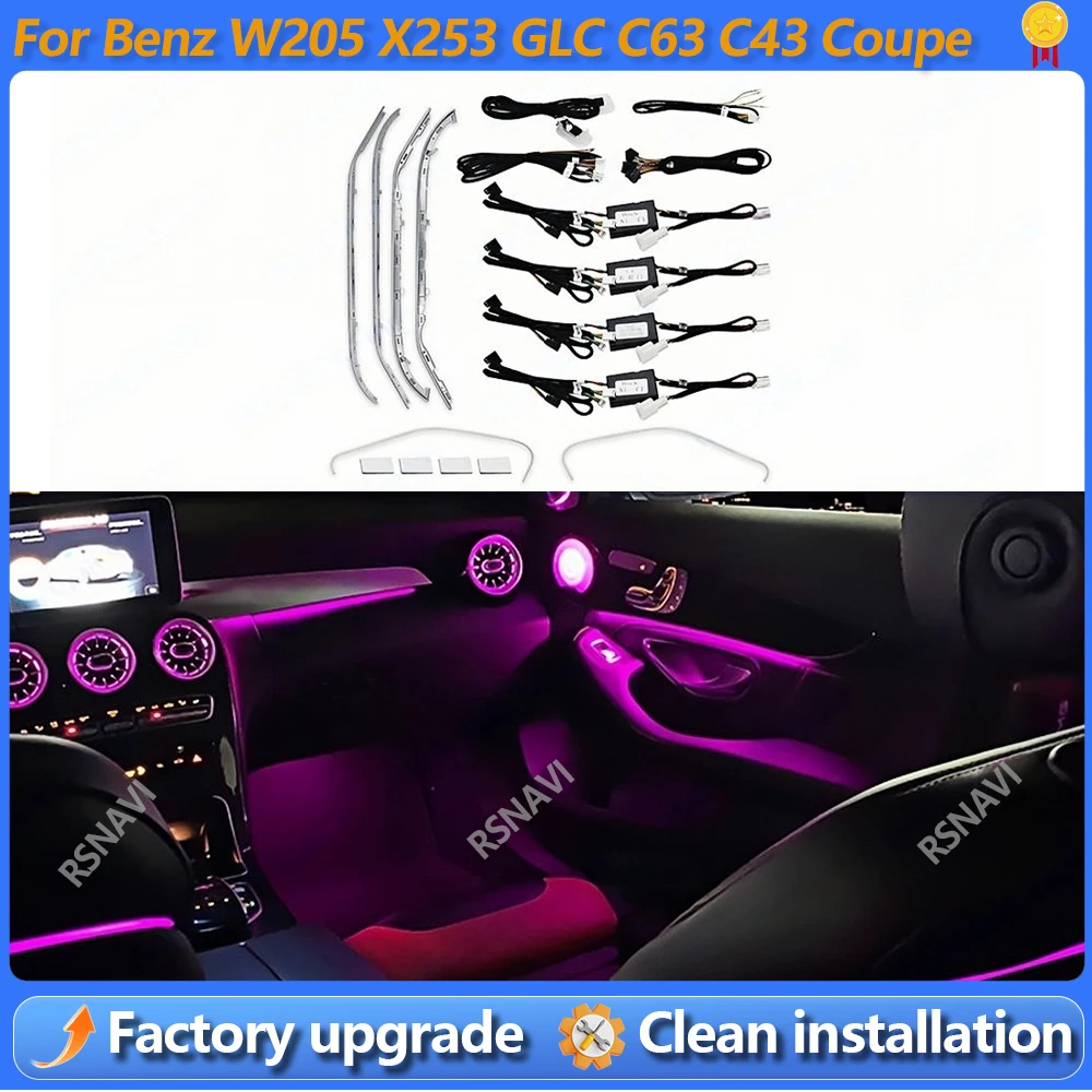 

3/64 color C GLC Class Coupe C43 C63 X253 MB W205 LED Ambient Light For Benz For AMG Air Vent Nozzle 3D Speaker Decorative Lamp