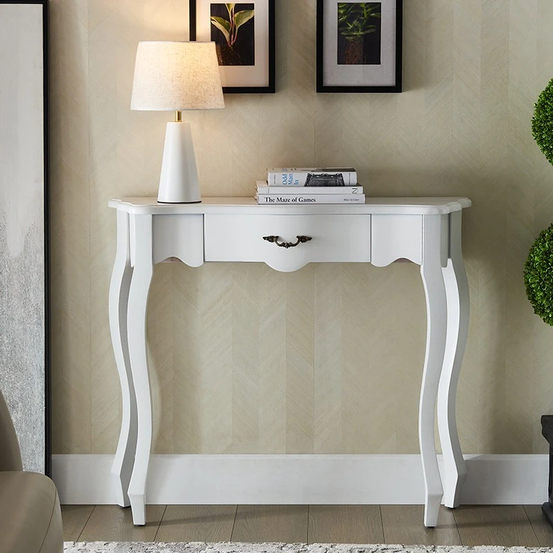 Mesa consola semicircular de estilo americano, mueble de entrada de madera, mueble divisorio simple para vestíbulo, mesa consola de estilo europeo, muebles para el hogar