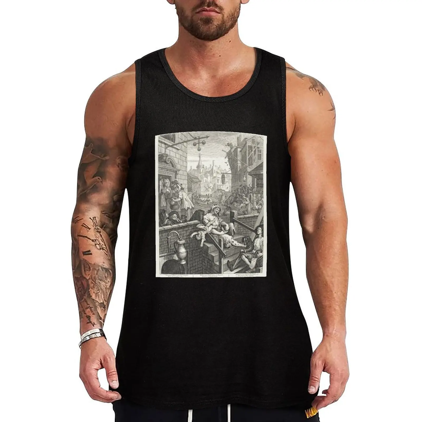 

Gin Lane - William Hogarth (1697-1764) - 18th century engraving print Tank Top Classic Fit Undershirt Everyday Wear