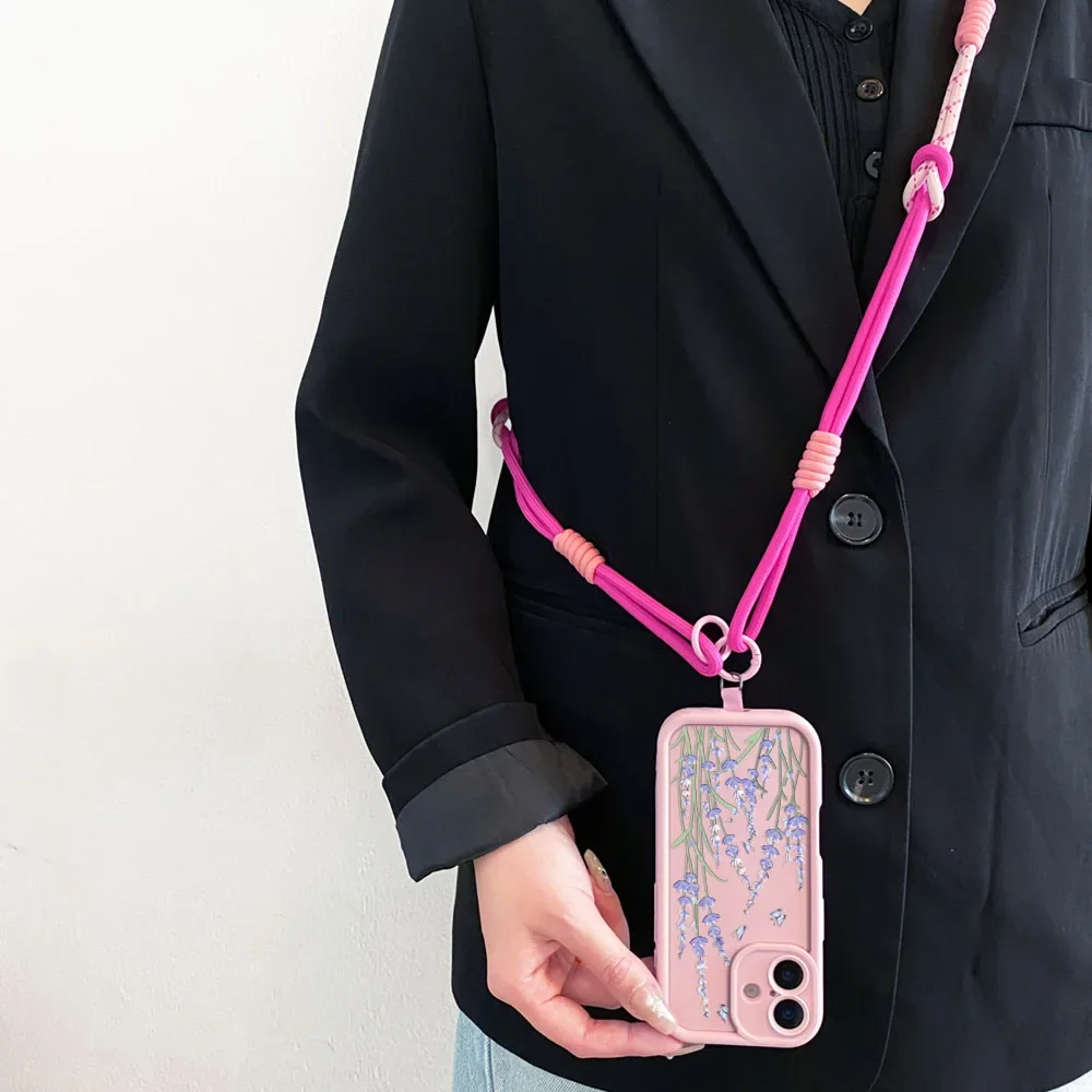 Cxd5Crossbody Lanyard Necklace Strap Phone Case for Xiaomi Poco X7 X6 F7 F6 M7 M6 F5 X5 X3 M3 Pro C55 C65 C75 C71 Lavender Cover