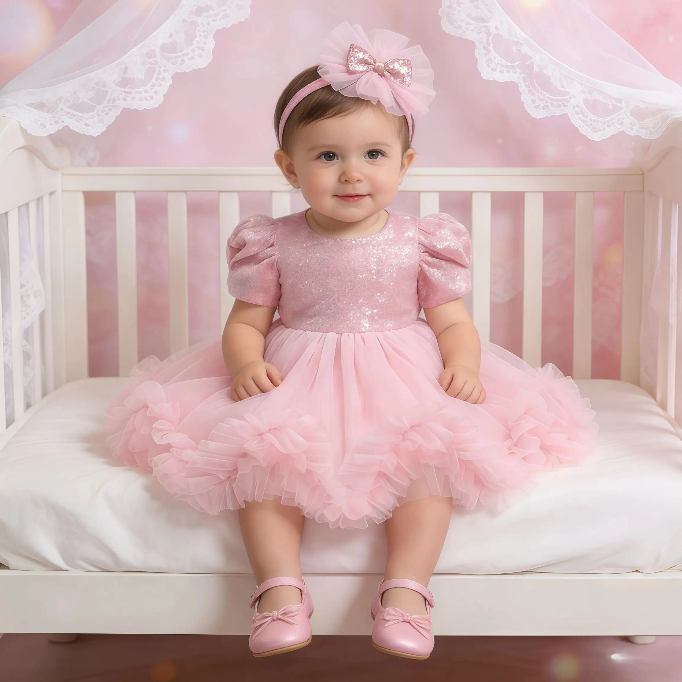 Baby Girl Birthday Dress Newborn Christening Gown Infant Kids Toddler Baptism Wedding Prom Dress Pageant Sequin Costume Vestidos