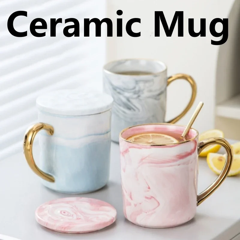 

400ml Ceramic Mug Gold Rim Nordic Coffee Cup Couple Anniversary Gift Breakfast Oatmeal Valentine's Day Gift Teacup Milk Cup