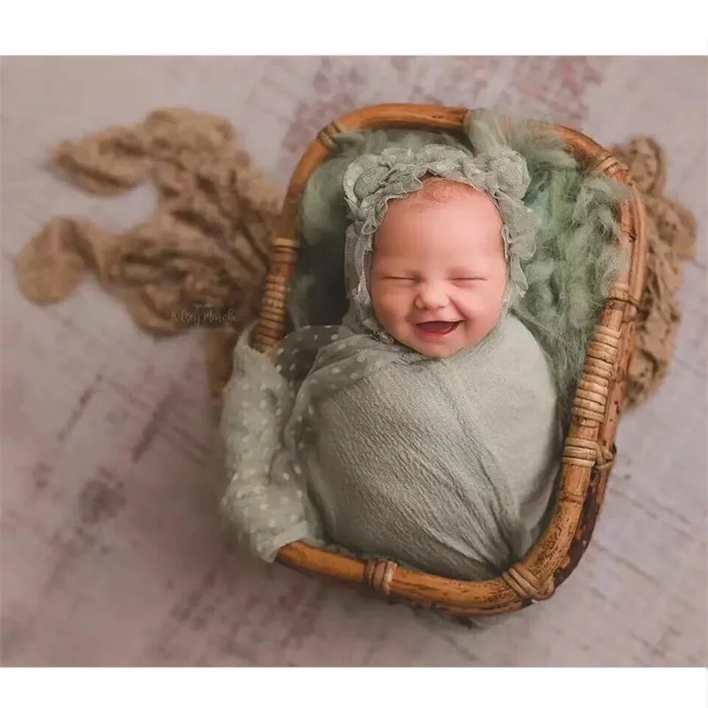 2023 Newborn Photography Props Girl Handmade Retro Woven Basket Fotografie Accessorie Studio Baby Photo Shoot Bed Backdrop Chair