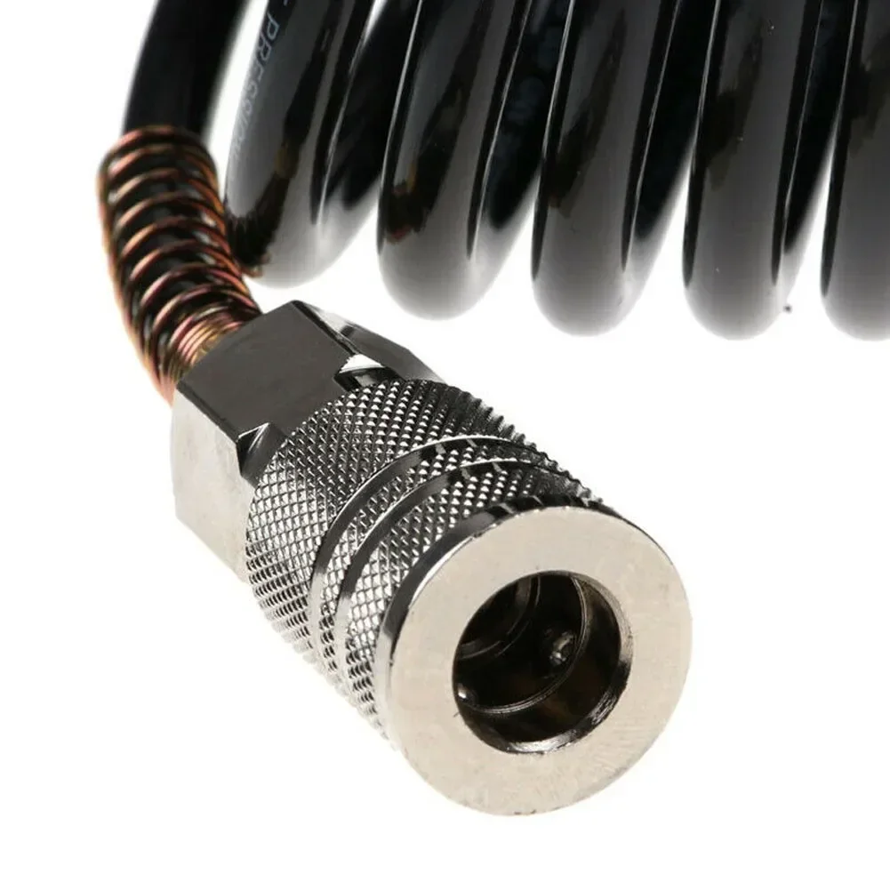 1/4 PE Flexible Compressor Air Hose Durable Practical Pneumatic Easy Apply Extension Inflating Coil Adapter Quick Coupler