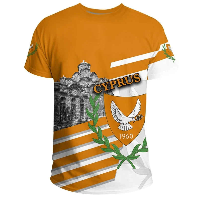 Cyprus national flag original design football jersey men's T-shirt fashionable urban 3D outdoor training short-sleeved shirt