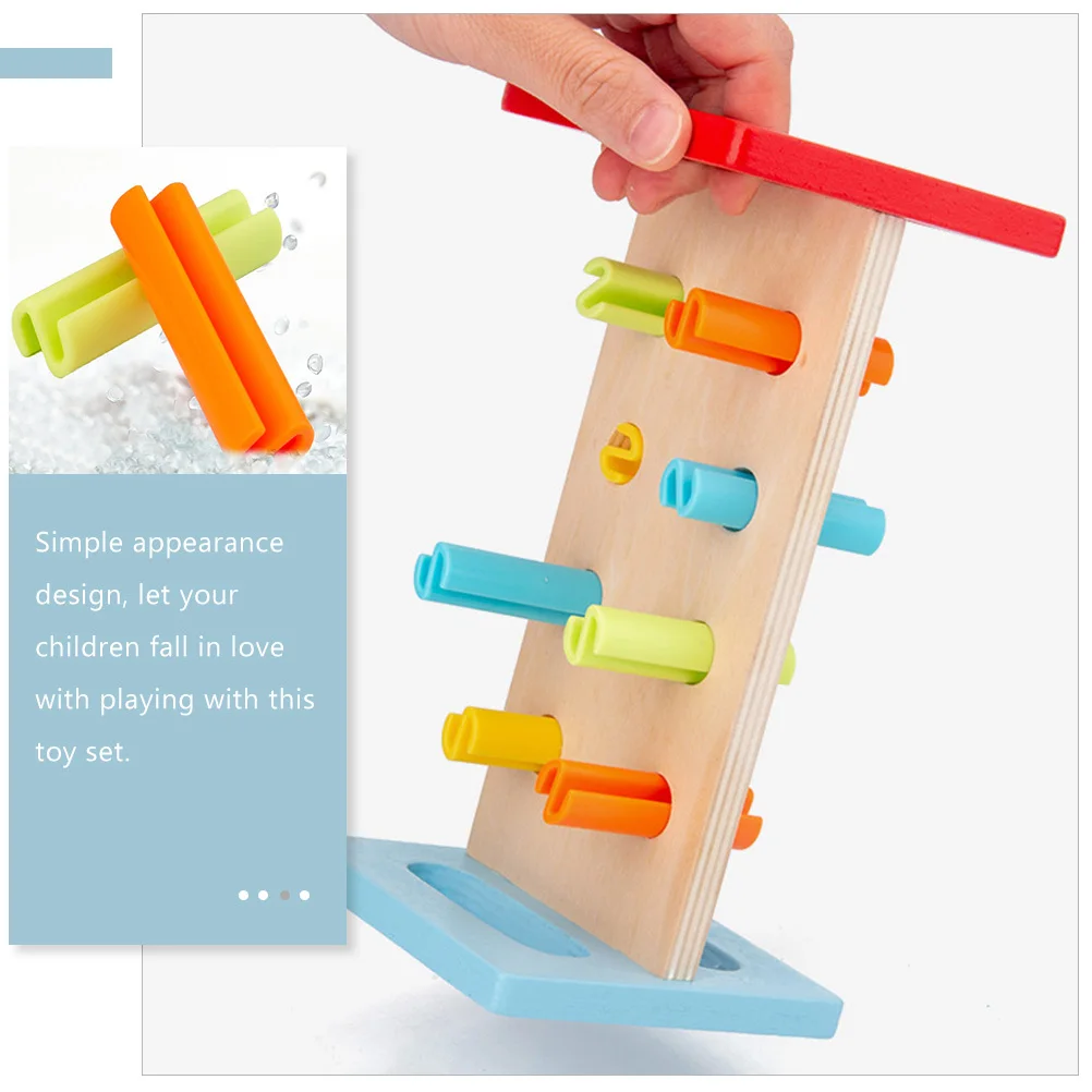 1 Set Kids Wooden Hammering Game Educational Pounding Plaything Hand-Eye Coordination Training Interactive Knocking