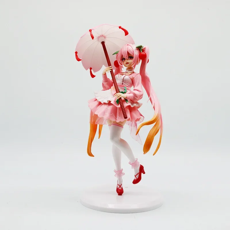 23cm Anime Hatsune Miku Rosa Kirschblüten-Regenschirm Handgefertigtes PVC-Modell Schönes Mädchen Desktop-Dekorationsmodell Spielzeug – Detail 2
