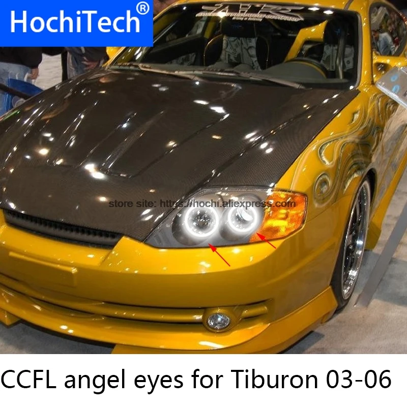 

For Hyundai Tiburon 2003 2004 2005 2006 HochiTech Excellent CCFL Angel Eyes Kit Ultra Bright Headlight Illumination