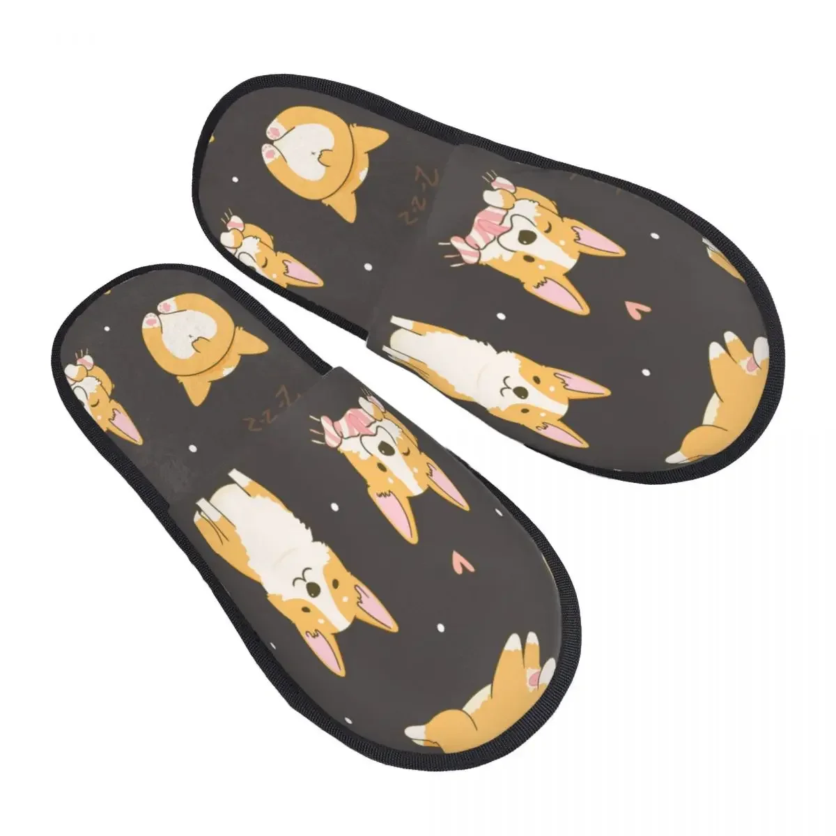 Indoor Cute Corgi Dogs In Various Poses Warm Slippers Winter Home Plush Slippers Fashion Home Soft Fluffy Slippers