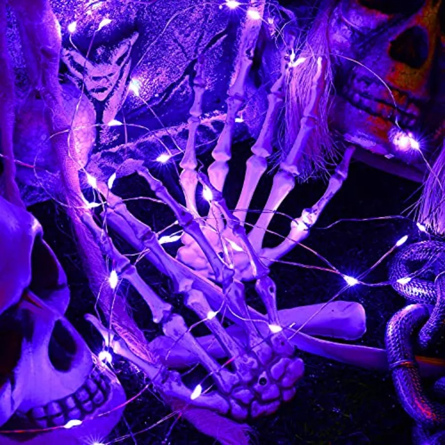 Purple Fairy Lights, 12 Pack 20 LED Purple Halloween Lights, 6.56ft Battery Halloween String Lights, Indoor Twinkle Starry Ligh