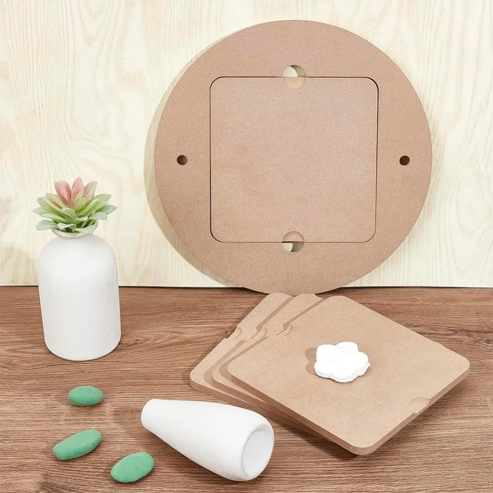 11.8inch Diameter Pottery Wheel Bats with 4pcs Square Inner Bats Pre Drilled Round Clay Throwing Bats for Potters Clay