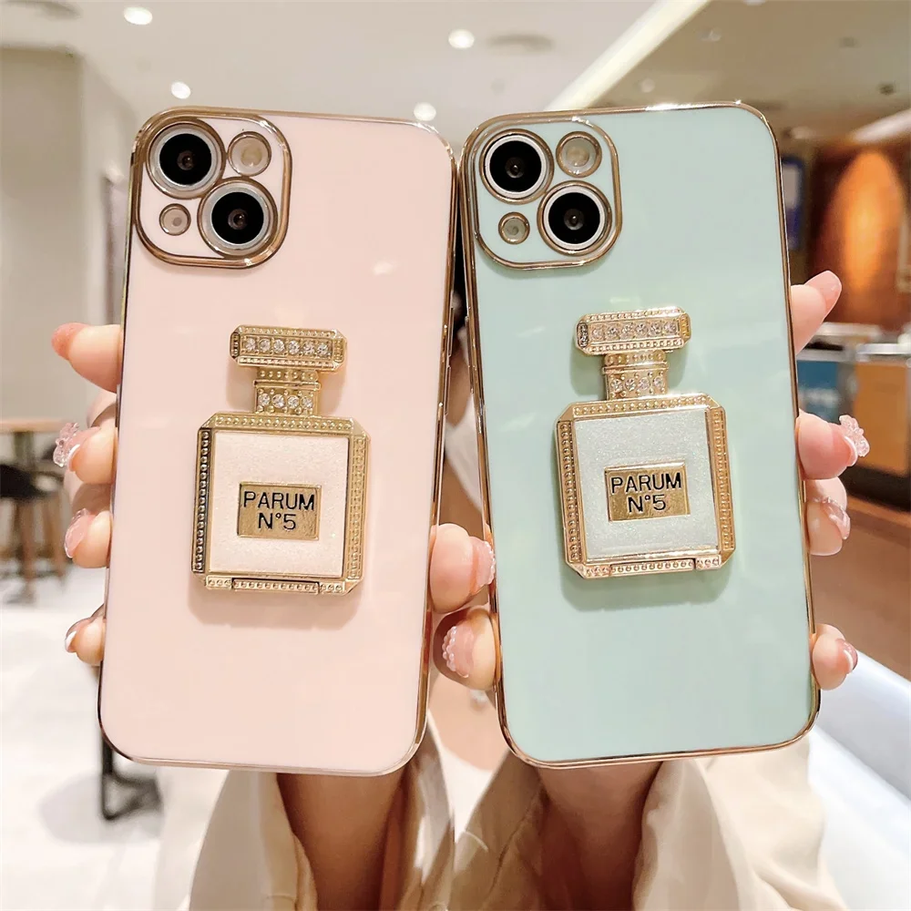 Making Up Mirror Holder Phone Cases for Iphone16 15 14 Pro 13 12 Xs Max 11 8 Plus X Soft Coque Protection Cover Shockproof Funda