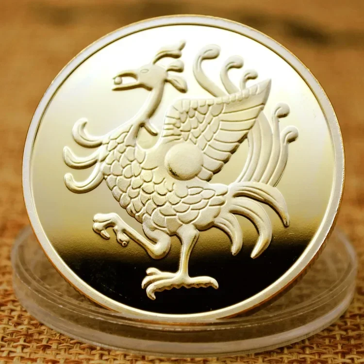 The Four Mythical Creatures of Ancient Times Vermilion Bird Collectible Coin Silver Golden Plated Tai Chi Souvenir Coins