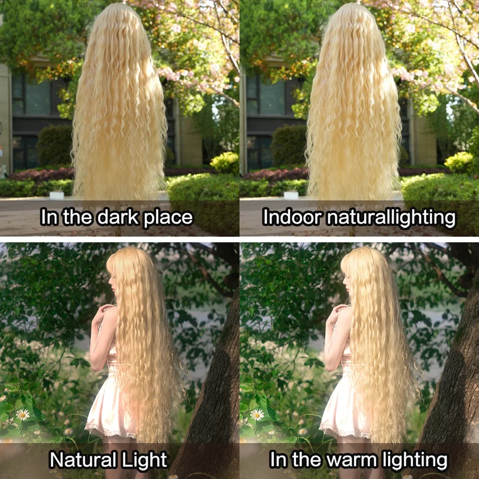 Peluca cosplay PARK YUN extra larga rubia con flequillo, rizos largos y sueltos, estilo Lolita, sintética resistente al calor, 44 pulgadas 6