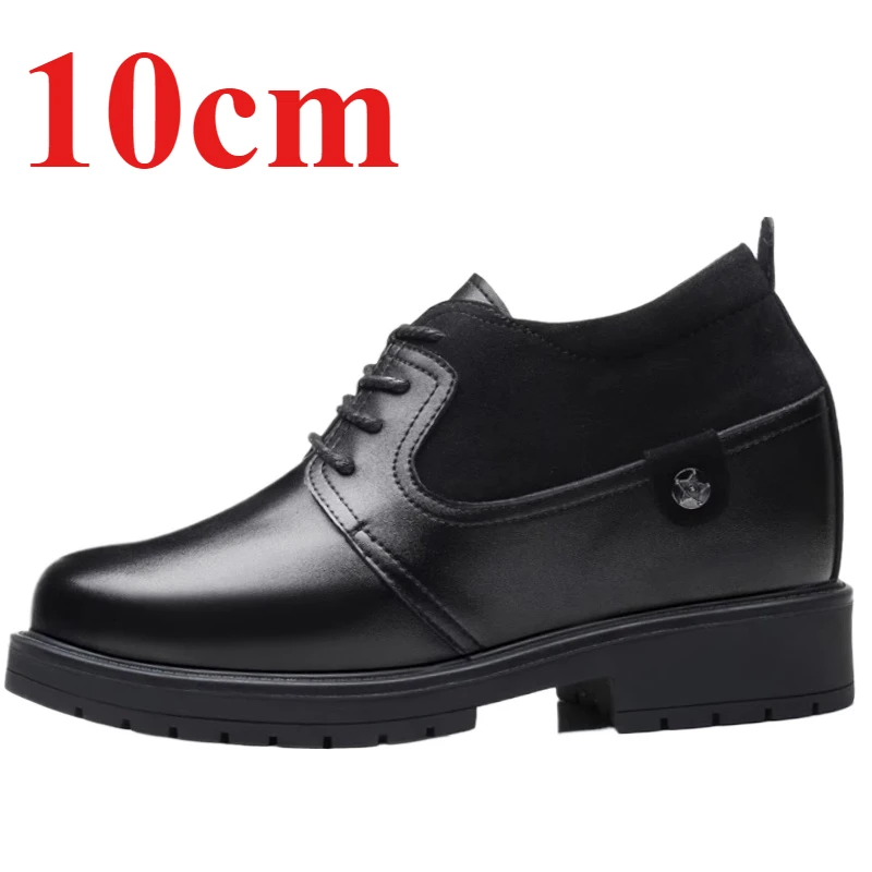 Chaussures en cuir véritable pour hommes, chaussures Derby décontractées invisibles, chaussures à plateforme élévatrice, chaussures d'affaires optiques, recommande de luxe une augmentation de 10cm