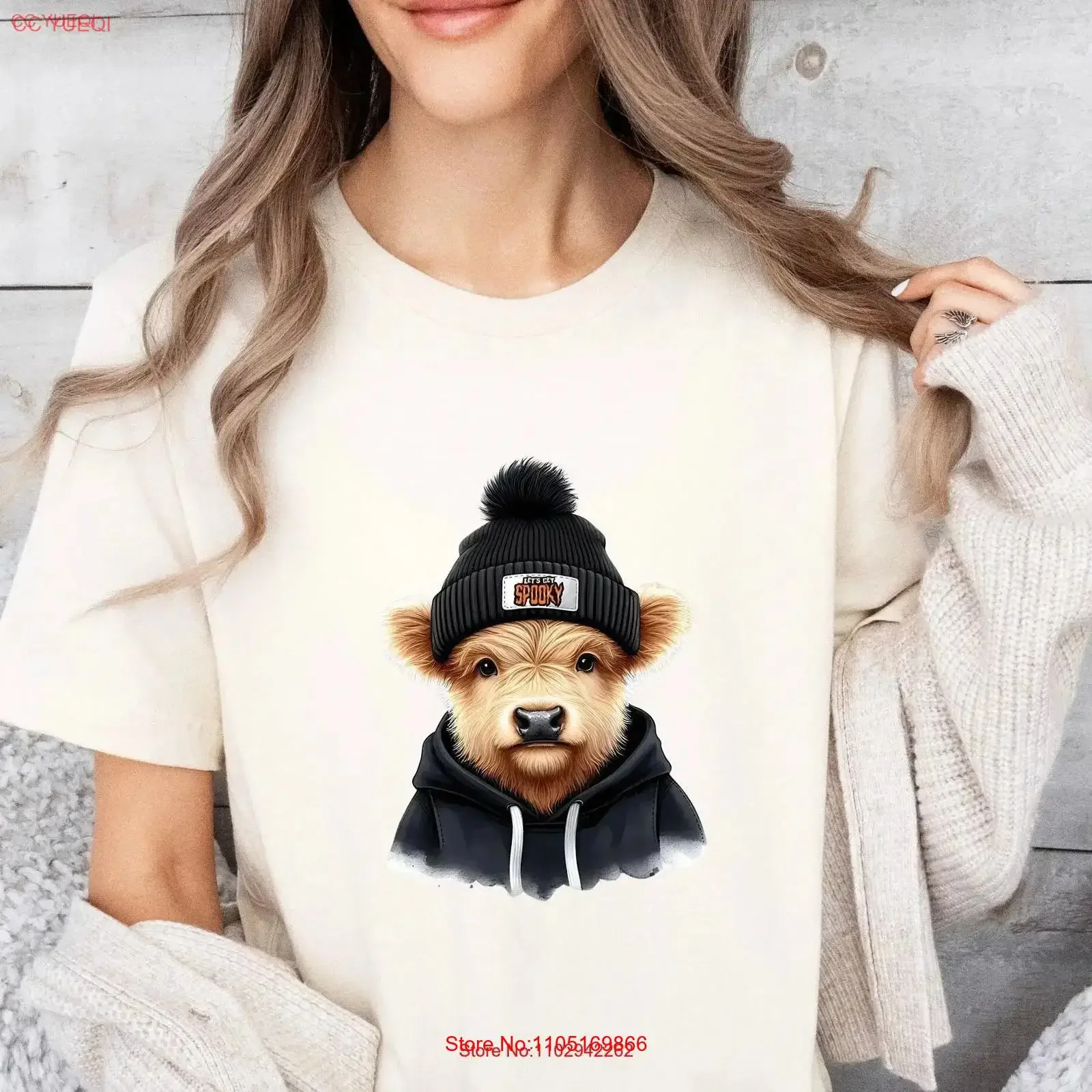 

Футболка Lets Get Spooky на Хэллоуин, сезон Cow Highland Lover, повседневная винтажная стираная универсальная мужская растянутая дышащая футболка