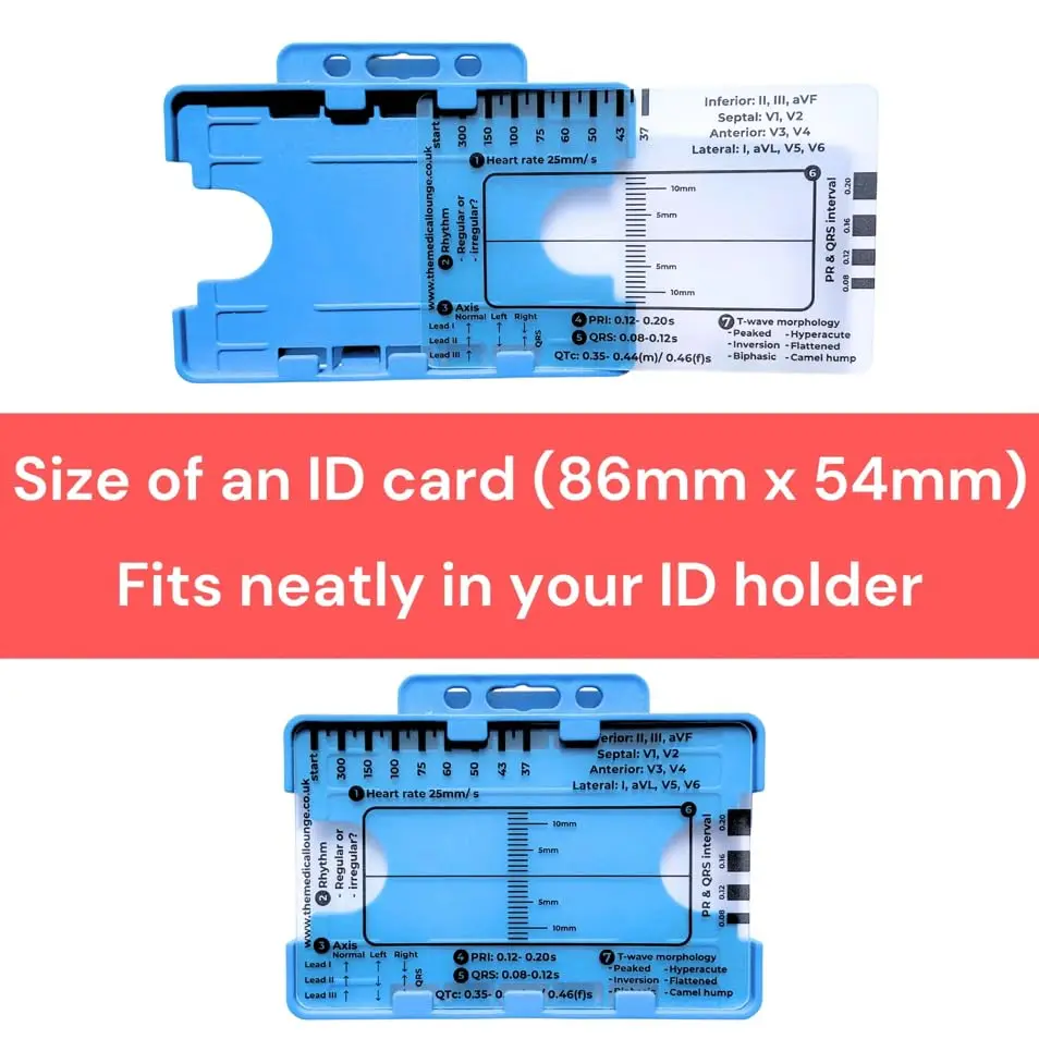 2PCS ECG 7 Step Ruler(With card slot), Plastic Ruler for ECG/EKG Interpretation, Transparent EKG Calipers