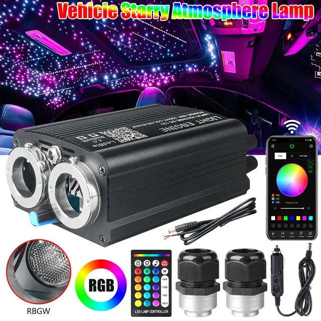 Starry Sky Car Star Ceiling Light Car Roof Star Light with RGBW Music APP Control Fiber Optic Star Ceiling Light Kit Starry Sky