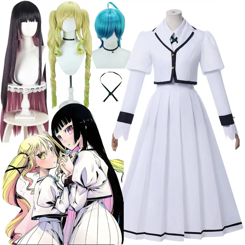

lili 123Otoha Kurogane Cosplay Costume Anime Rock Is A Lady's Modesty JK Uniform Skirt Lilisa Ririsa Suzunomiya Tina Inase Wig D