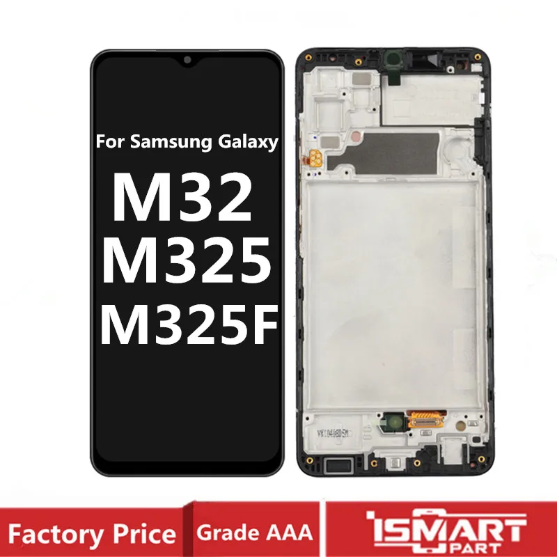 

AMOLED для Samsung Galaxy M32 SM-M325F ЖК-дисплей сенсорный дигитайзер в сборе с рамкой M325 Ремонт экрана часть M325F/DS