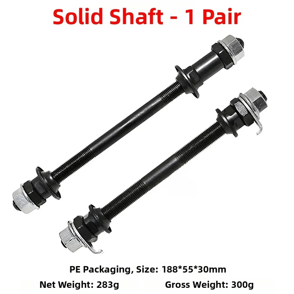 Front And Rear Solid Axle For Cup And Cone Hubs 150mm 180mm 9mm OD 5mm ID 3/8 X 26T Compatible With Ball Bearings
