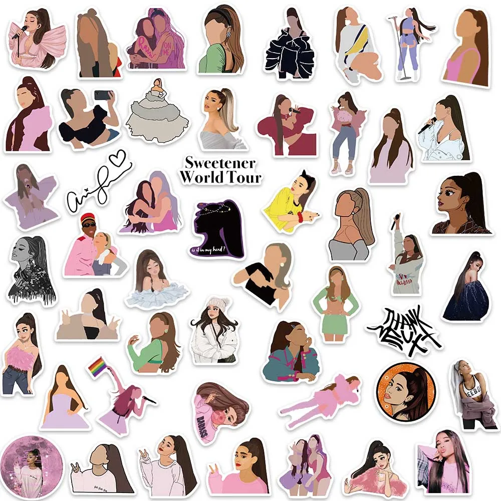 Autocollants DIY de la chanteuse Ariana Grande INS, 50 pièces, stickers, style graffiti, pour ordinateur portable, bagages, coque de téléphone, scrapbooking exquis