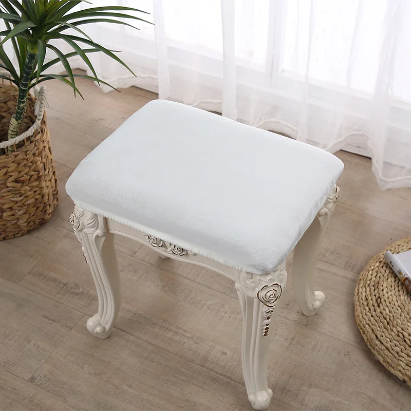 

4pcs Stool Rectangle Stretchable Dust Resistant Elastic Soft Flannel Bench Seat Protector Chair Cushion For Bar Salon Vanity