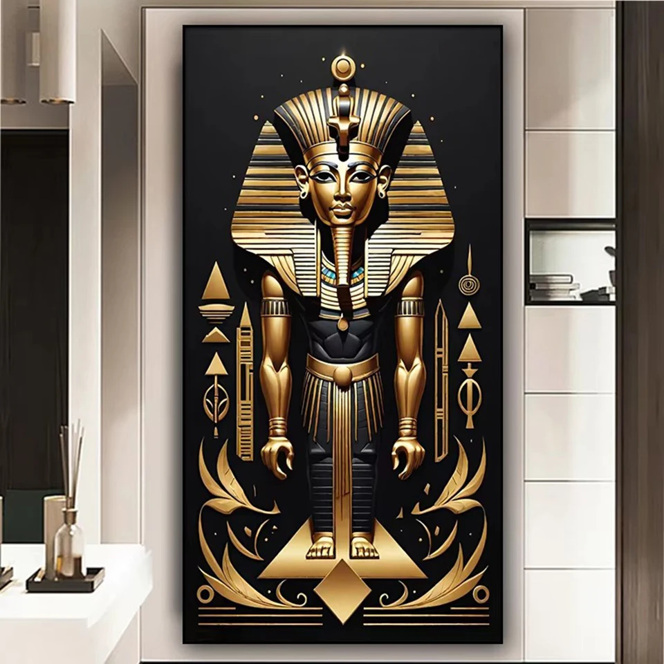 Ancient Egyptian Pharaoh Gold Diy Diamond Painting New 2025 Full Round Diamond Mosaic Cross Stitch Kits portrait Home Decor Art