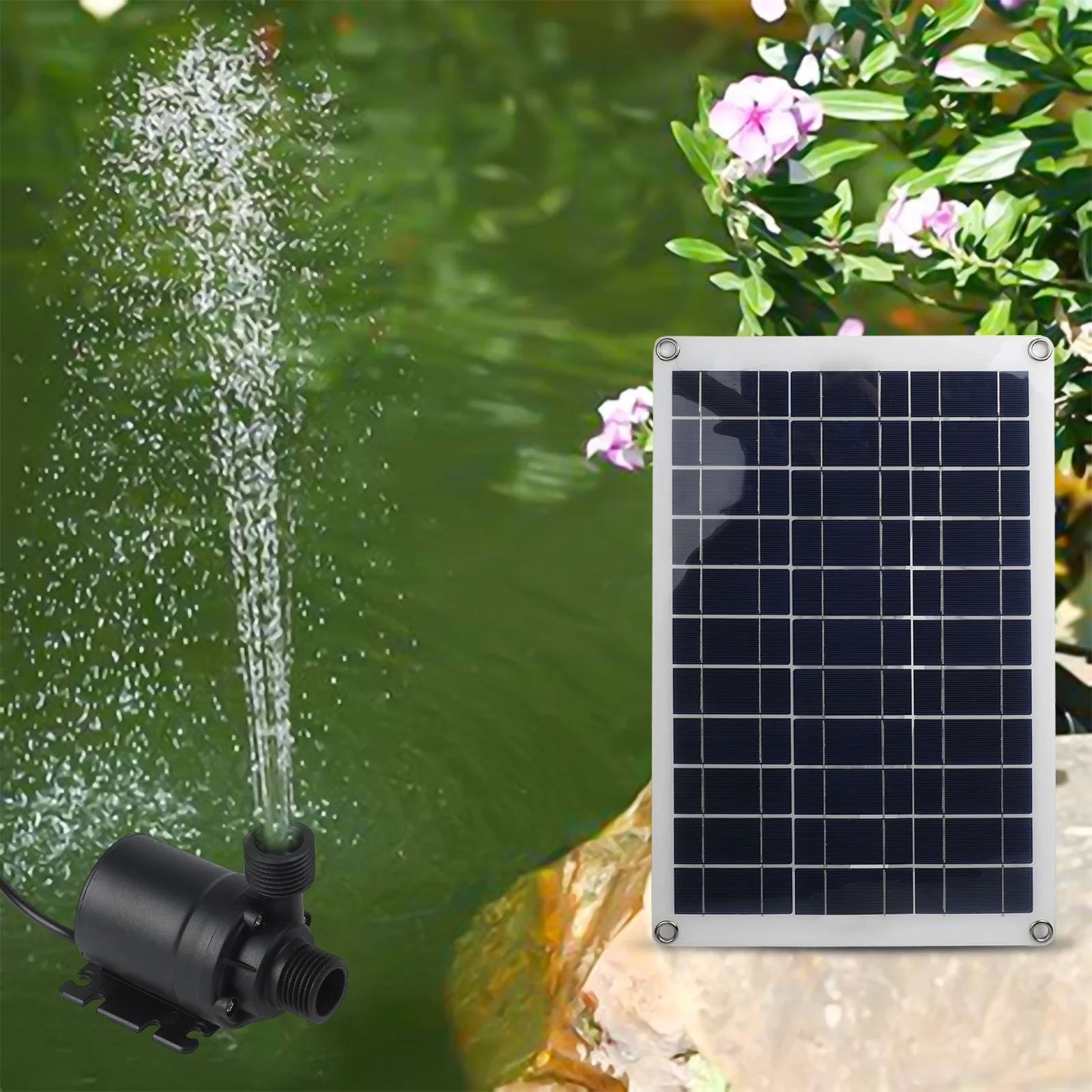 Black Solar Water Pump Reliable Garden Water Feature Energy Saving Pump Long-lasting Performance Robust ABS Material