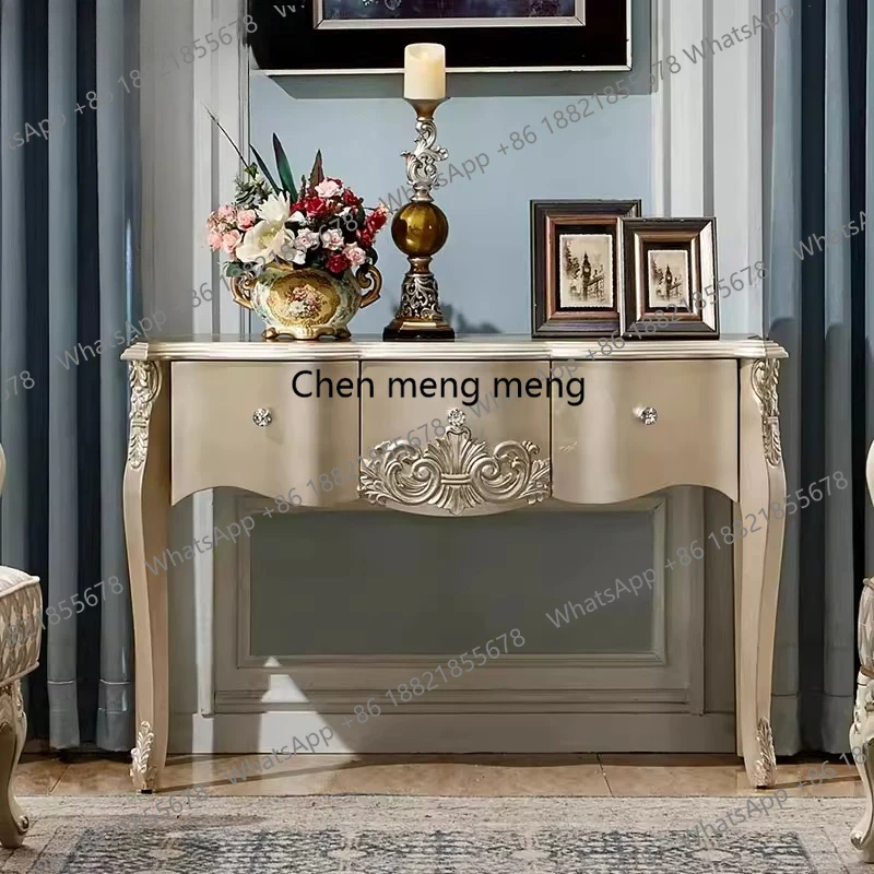 

European entrance table American light luxury entrance cabinet French retro living room wall side cabinet bedroom dresser desk