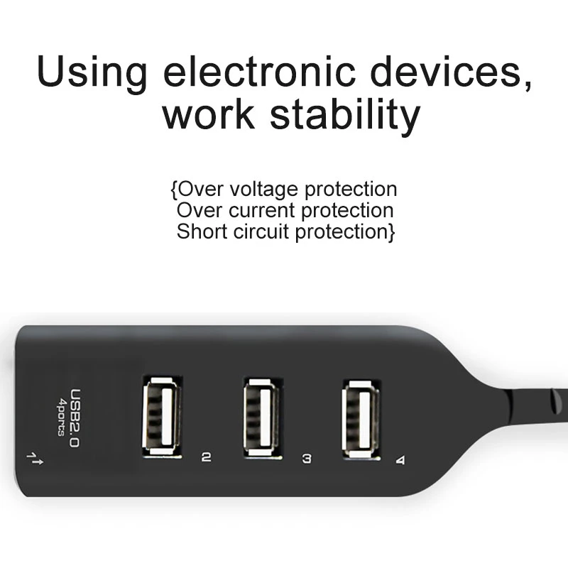 موزع usb صغير 2.0 مع منافذ متعددة ، فاصل 4 منافذ ، سرعة عالية ، للكمبيوتر الشخصي ، الكمبيوتر ، الكمبيوتر المحمول ، الملحقات