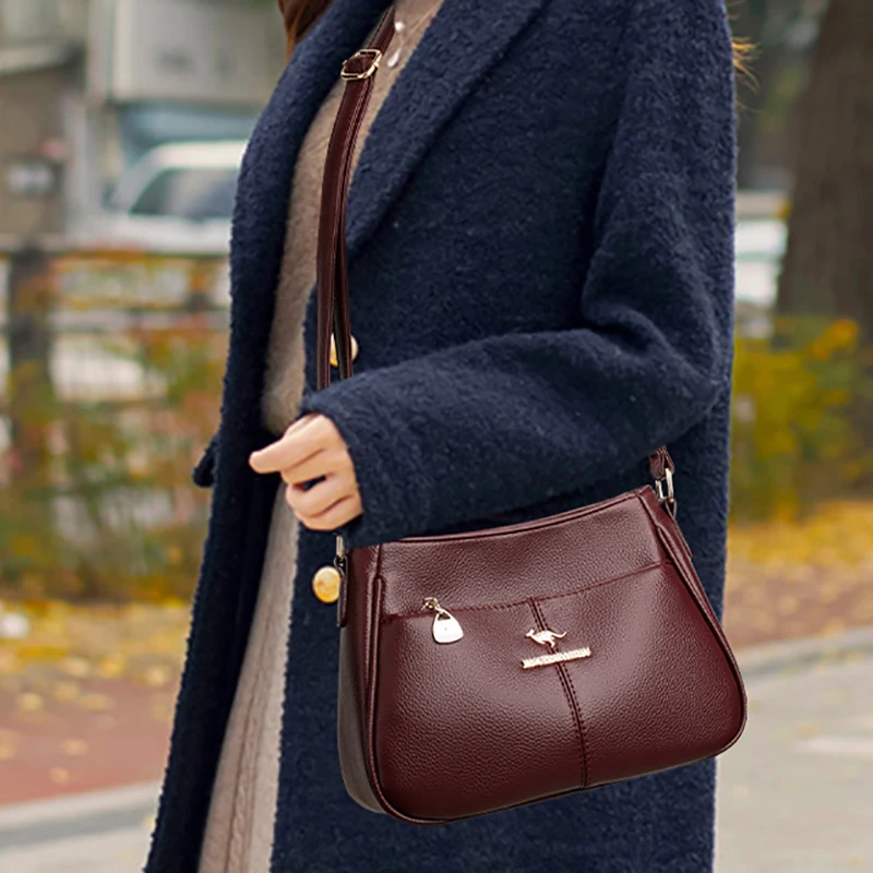 حقائب كتف كروس من الجلد الناعم للسيدات حقائب يد فاخرة حقائب يد للنساء حقيبة يد جلدية كاجوال عالية الجودة #6