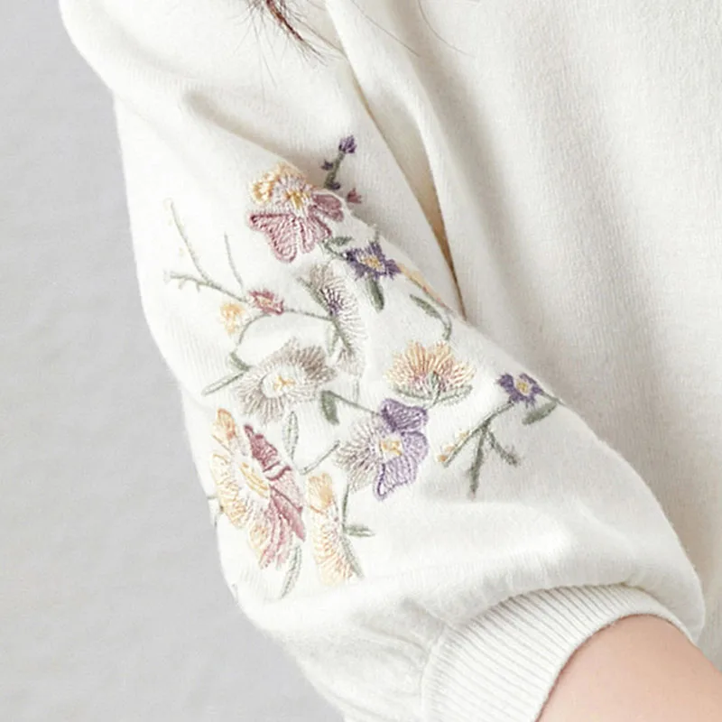 Summer Flower Embroidery Knitted Sweater Women Pullover Casual Fashion Women Tops 2024 O-Neck Knit Women Swearer Pullovers G416