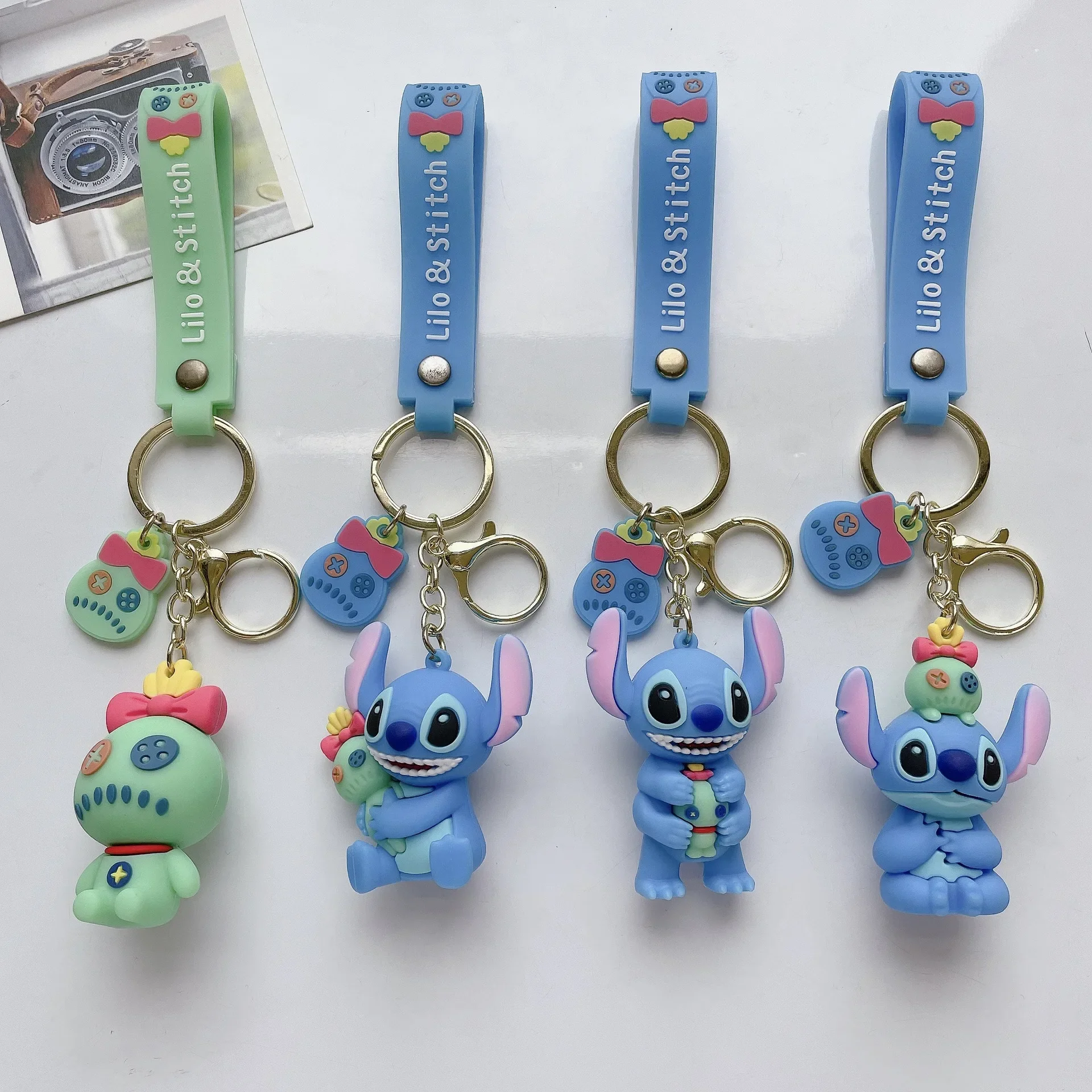 Cartoon Stitch and Scrump Figure Keychain Car Bag Pendant Keyring Gifts for Friends Cute Key Holder Tag Accessories