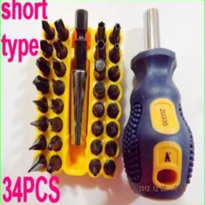 Hand tool short handle good quality 34pcs multi-function magnetic screwdrivers set NO.20335