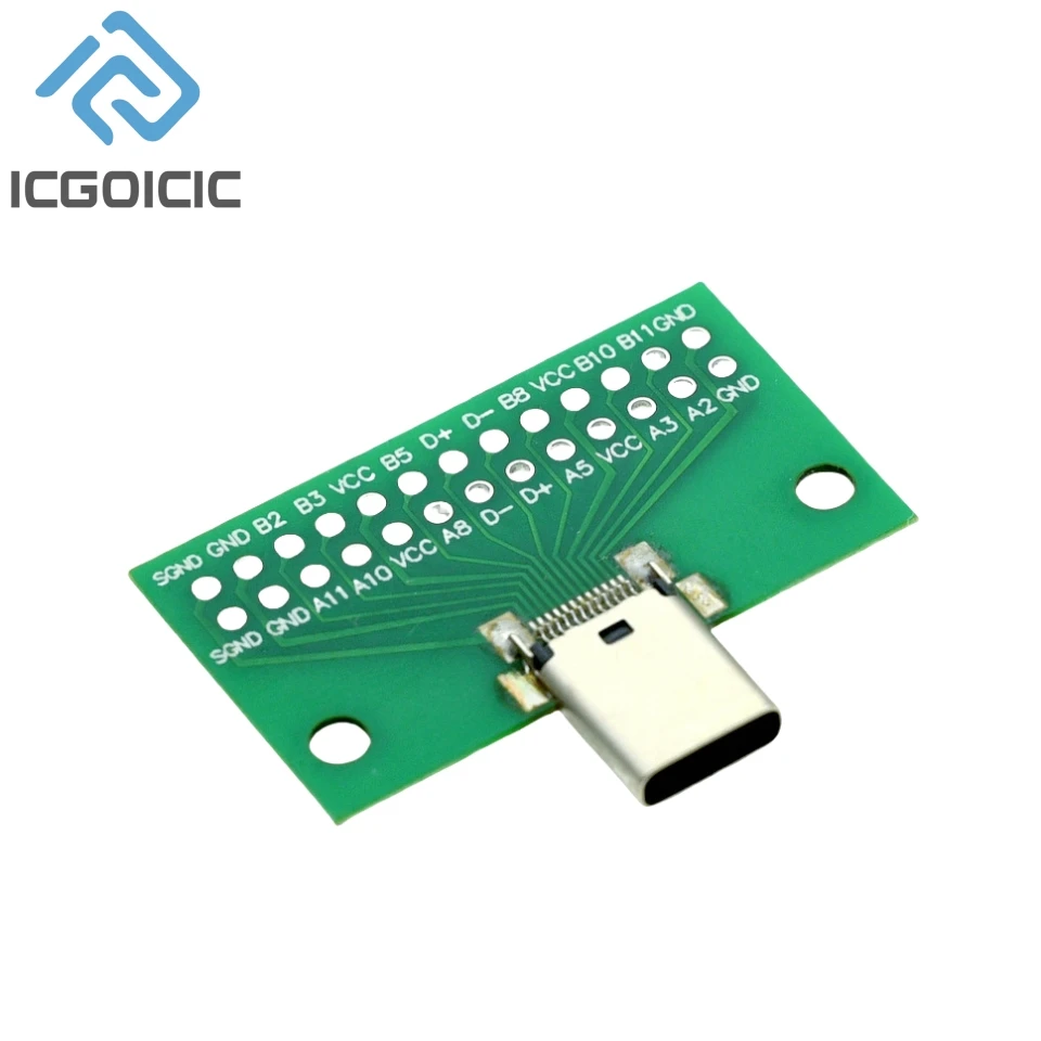 Type-C Male To Female USB 3.1 Test PCB Board Adapter Type C 24P 2.54mm Connector Socket For Data Line Wire Cable Transfer