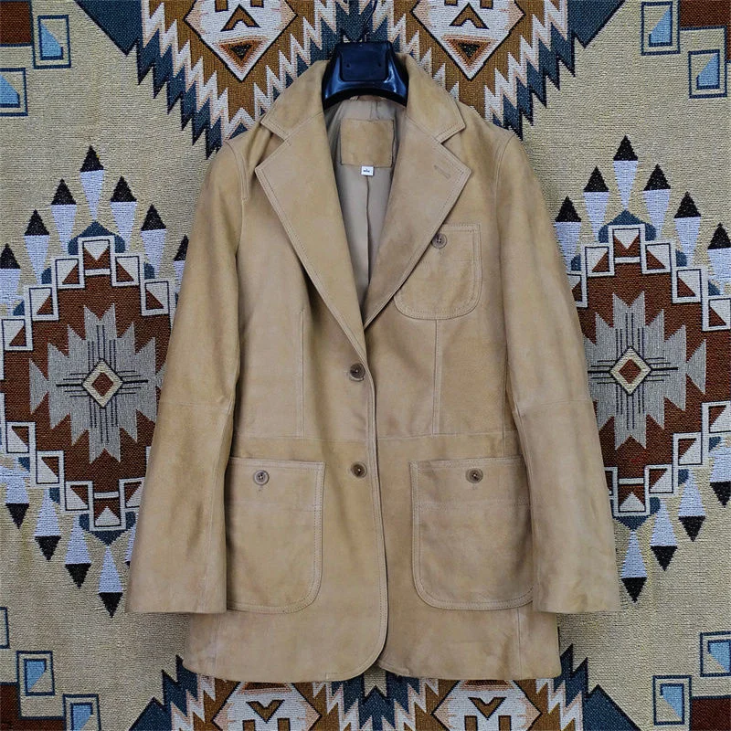 Manteau de fourrure en cuir de mouton véritable 100%, nouvelle collection printemps [OEM des états-unis], la première couche des costumes pour femmes est en 2