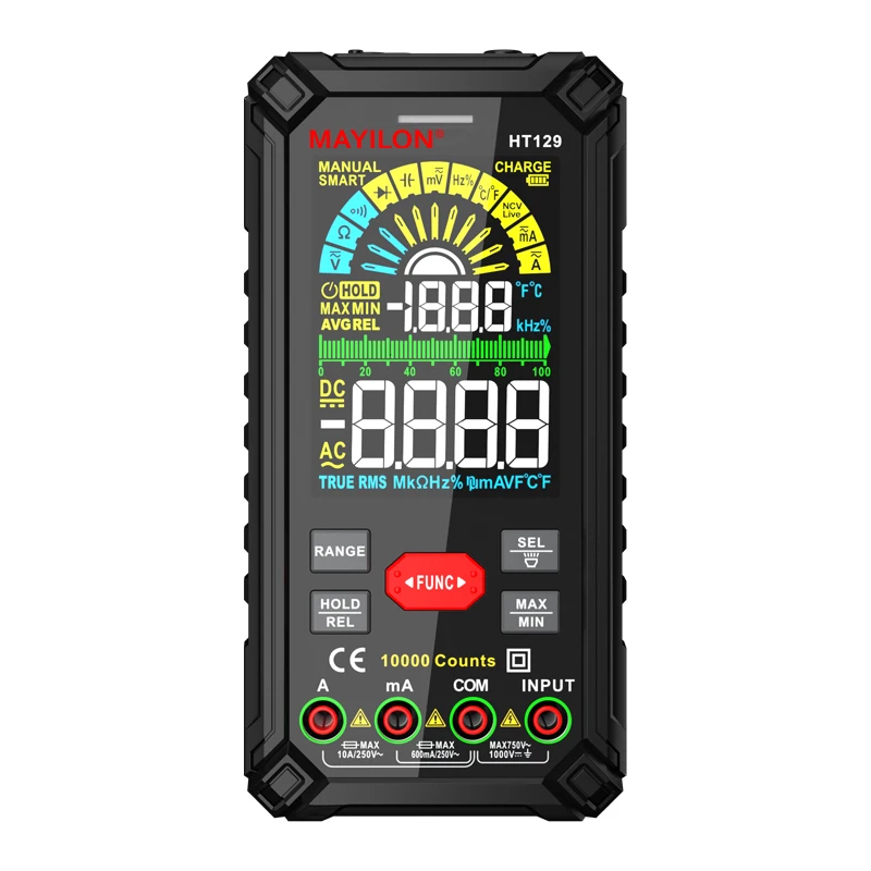 9999 Counts  Multimeter Digital MAYILON HT129 Multimetro Digital Range 1000V 10A Tester Meter  Hz Capacitance REL True RMS Smart