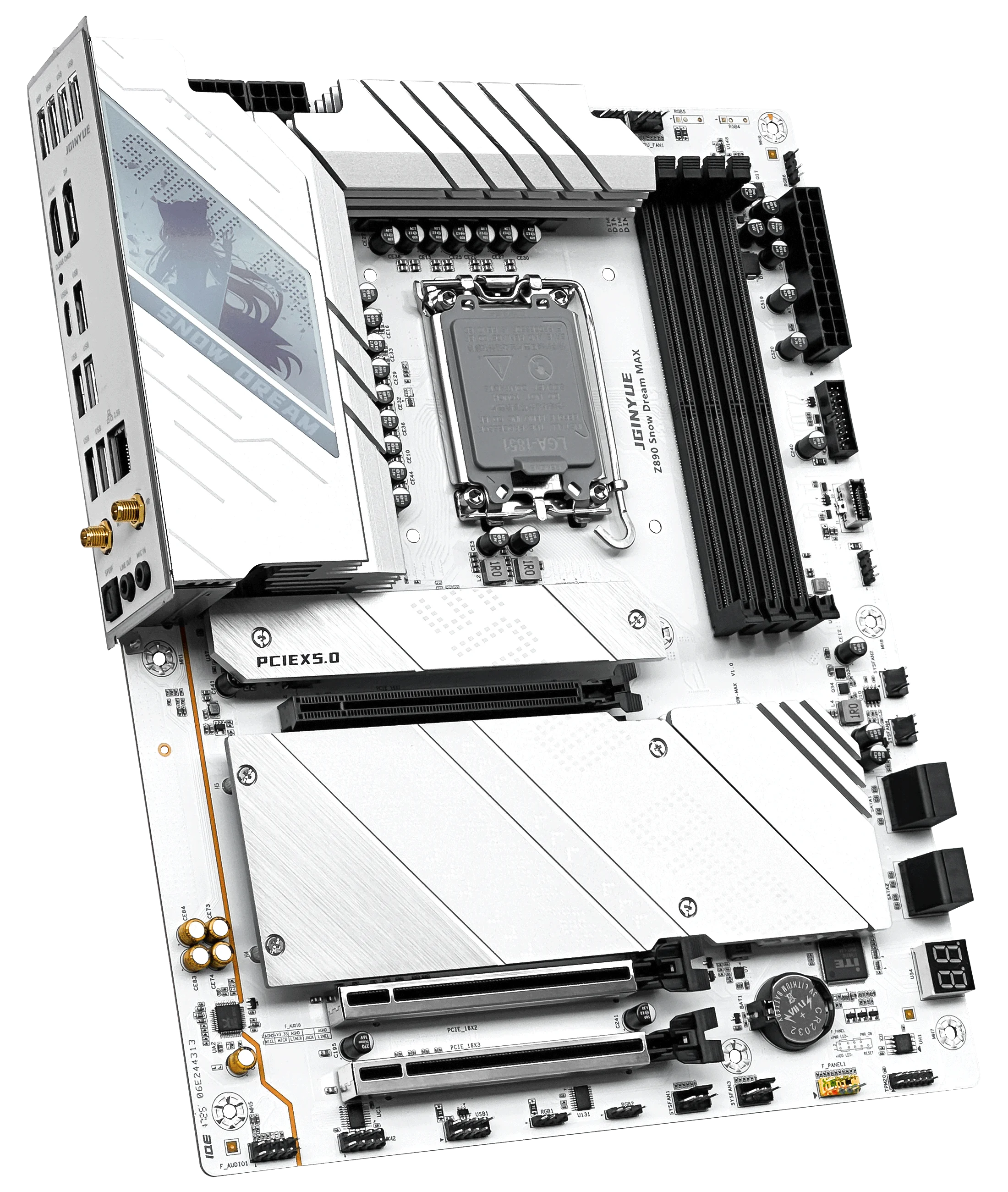 JGINYUE Z890 Snow Dream MAX Desktop Motherboard Support LGA1851 Slot Memory Capacity 192GB for PC