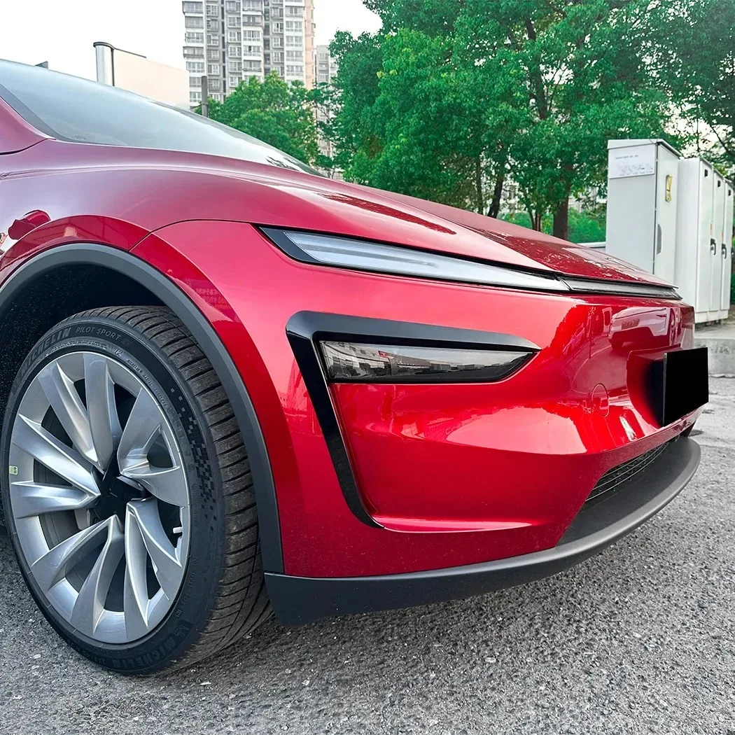 

Car Front Fog Lamp Eyebrow Wind Knife for Tesla Model Y Juniper 2025 Black Fog Lamp Trim Carbon Look Blade Trim Bodykits Tuning