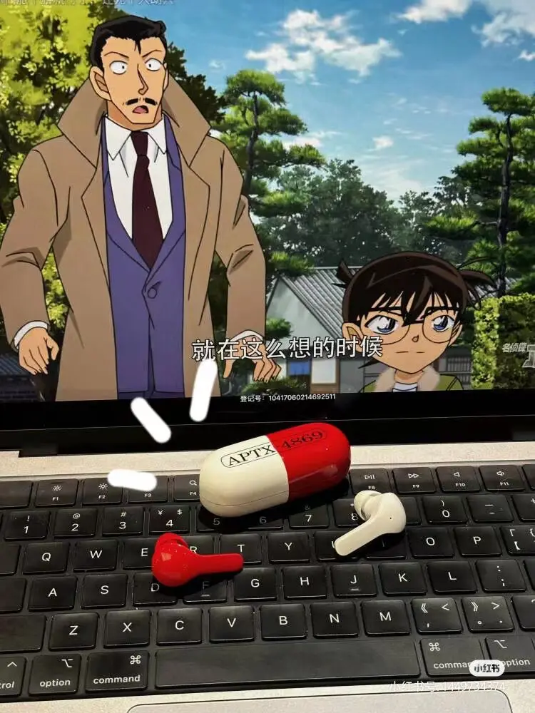 2023 Detective Conan Anime Case Closed Aptx-4869 Anime Figure Edogawa Konan Pill Wireless Bluetooth Earphones Collectable