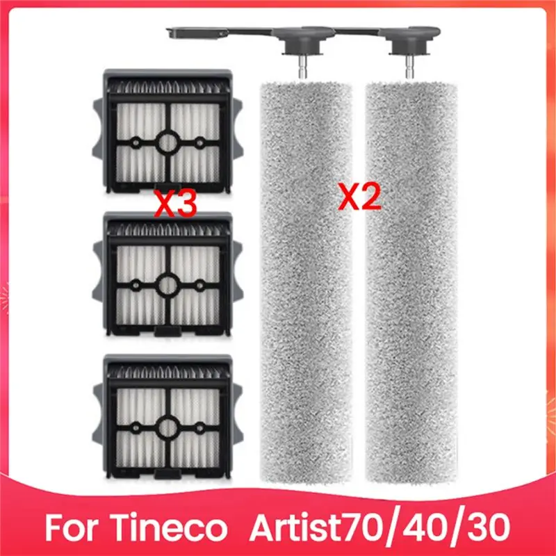 AB47-Brush Roller&Filter Replacement For Tineco Artist70/40/30 Steam Cordless Wet Dry Vacuum Floor Scrubber Cleaner Parts
