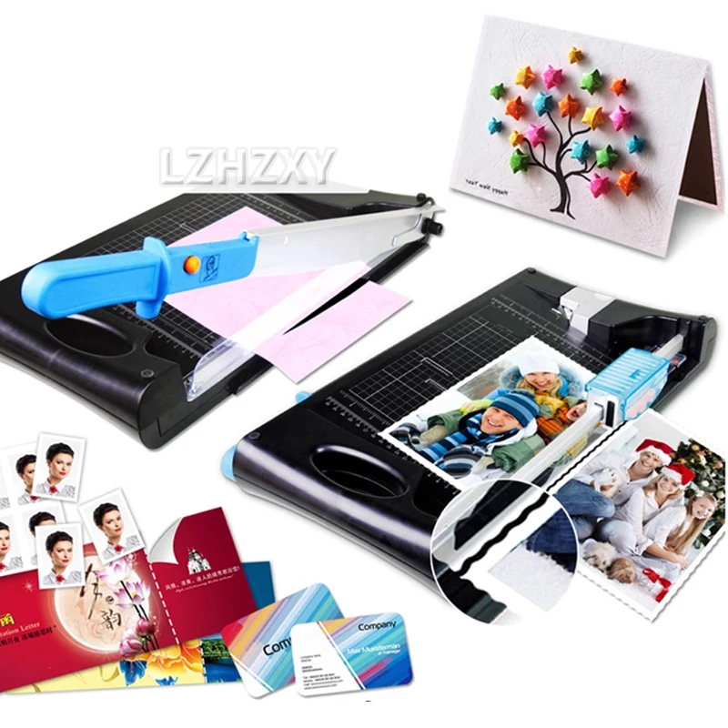 Mini Paper Trimmer Guillotine Cutter A4 Cut Length Desktop Paper Cutting Machine with Security Cutter Head Office Accessories