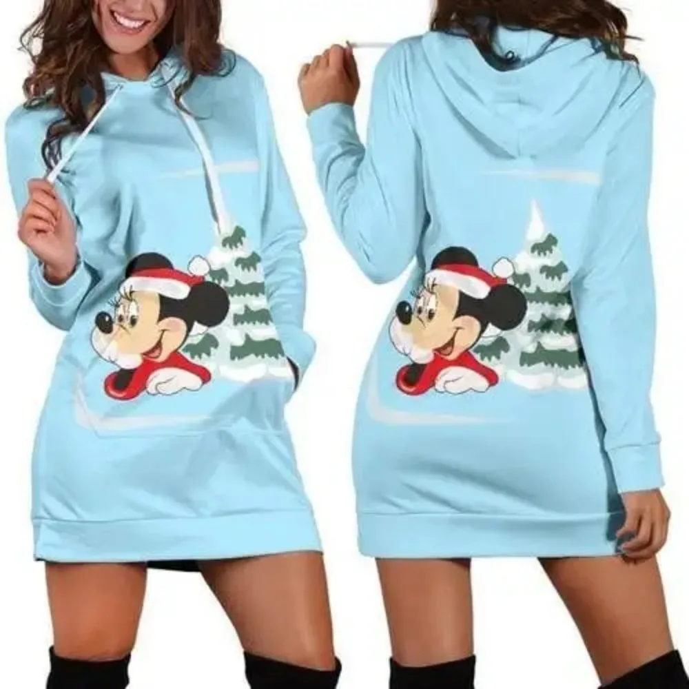 2024 New Cute Disney Princess Series Sweatshirt Ladies Long Sleeve Coats Women Mickey Print Pullover Hooded Sweatshirt Dresses