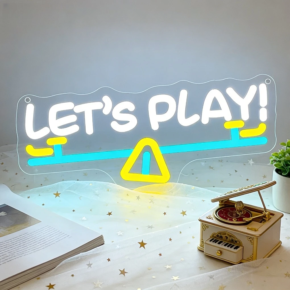 

Светодиодная неоновая вывеска LET'S PLAY: Веселая и игривая декорация для детской комнаты, игровой комнаты, спальни, гостиной. Создает игривую атмосферу. Креативное настенное искусство. Подарок.