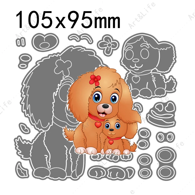 New Metal Cutting Dies Dog Mother and Baby Stencils Pet Animal Cocker Scrapbooking Die Cut for DIY Album Paper Card Embossing