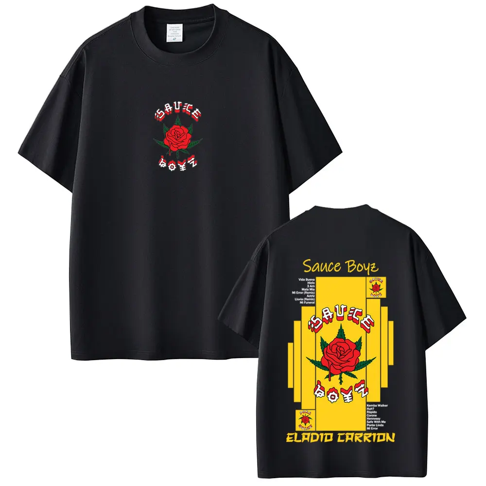 

Rapper Eladio Carrion Sauce Boyz Album Graphic T-shirt Men Women Hip Hop Fashion Pop Music T Shirts Male Casual Cotton T-shirts