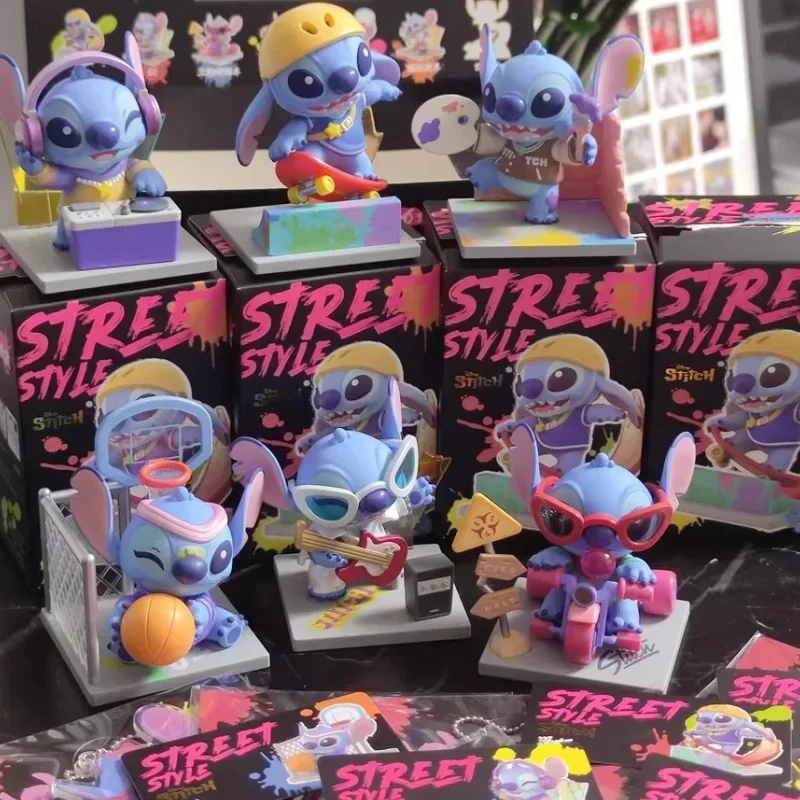 Authentic Disney Stitch Vitality Street Series Blind Box Stitch Trendy Toy Handmade Ornament Birthday Gift