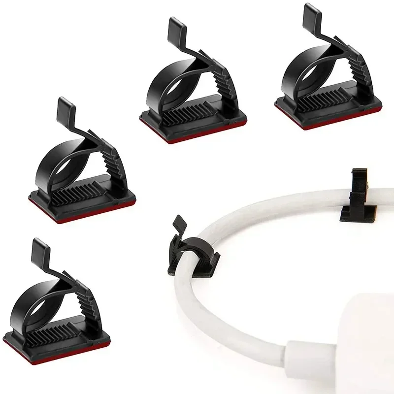 30/10PCS Self Adhesive Cable Management Organizer Clips Adjustable Desk Tidy Wire Cord Fixer Fastener Clips for Home Office