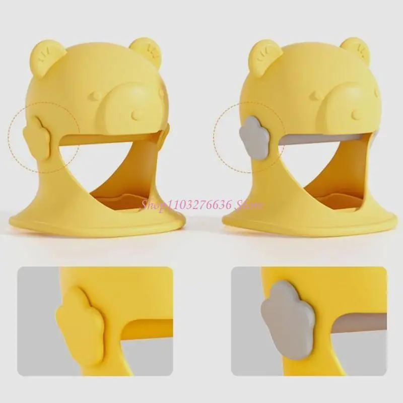 R6FD Silicone Rattle Cartoon Bear Teether High Temperature Resistant Teething Toy for Babies Newborn Soothe Teether